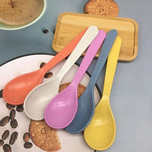 小麦秸秆小号勺子色彩甜品饭勺
