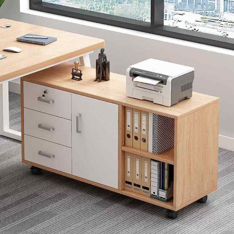 办公室文件柜带锁储物柜子资料收纳柜桌下侧边柜矮柜打印机置物柜