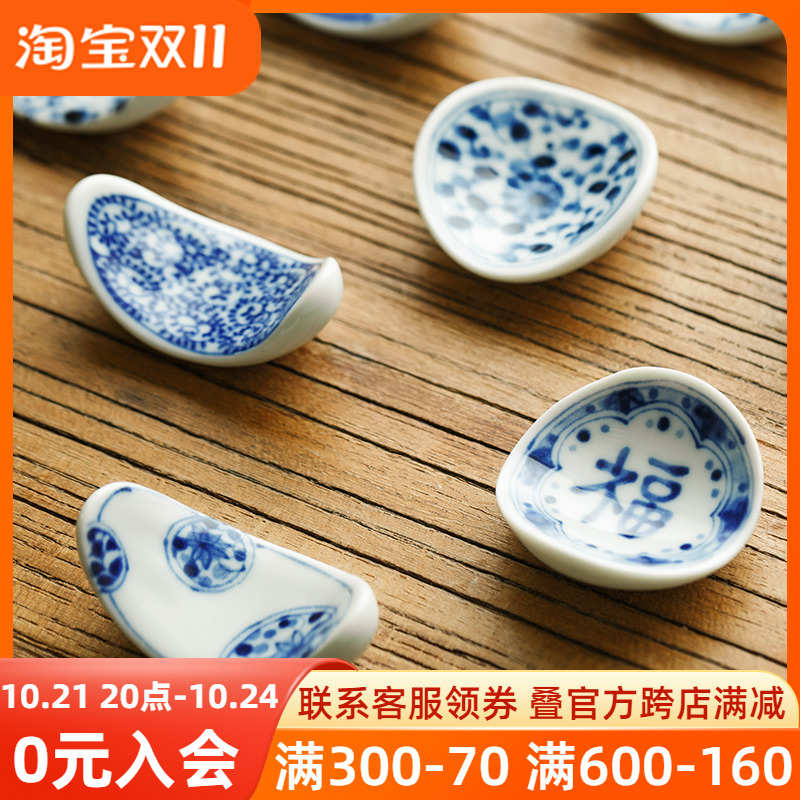 蓝凛堂日本进口家用筷枕筷托筷架日式陶瓷筷子架箸置陶瓷釉下彩
