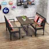 复古做旧工业风沙发奶茶烧烤火锅店主题餐厅酒吧清吧卡座桌椅组合