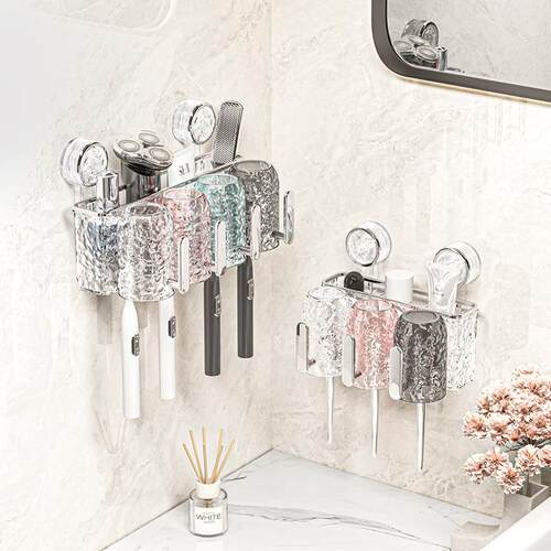 Suction Cup Toothbrush Holder No-Drill Bathroom Storage Rack