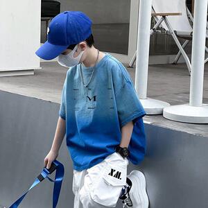 湖州织里童装渐变色男童夏装套装 熊猫圆圆2025儿童短袖套装