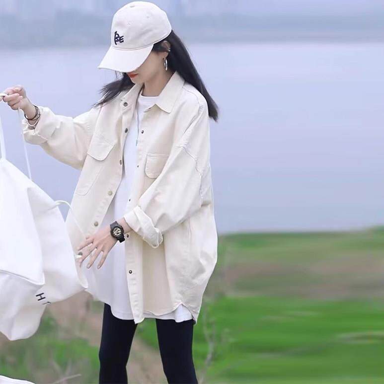 Chlenady黑白牛仔衬衫夹克女士春秋季小设计感设计优雅的品质上衣