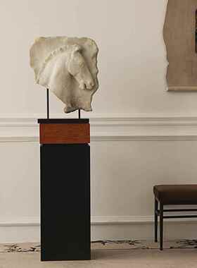 形上法式复古《壁间驹影》客厅玄关马头雕塑装饰品艺术中式摆件