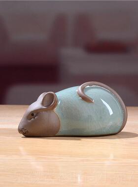 新款陶瓷可爱小老鼠饰摆件202鼠年吉祥物招财肖生属鼠本0命新年装