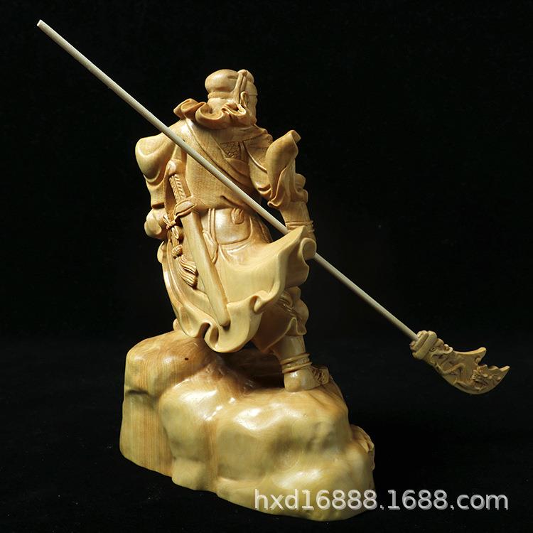 厂家黄杨木雕武财神像威武跨步关公礼品摆件车载工艺品