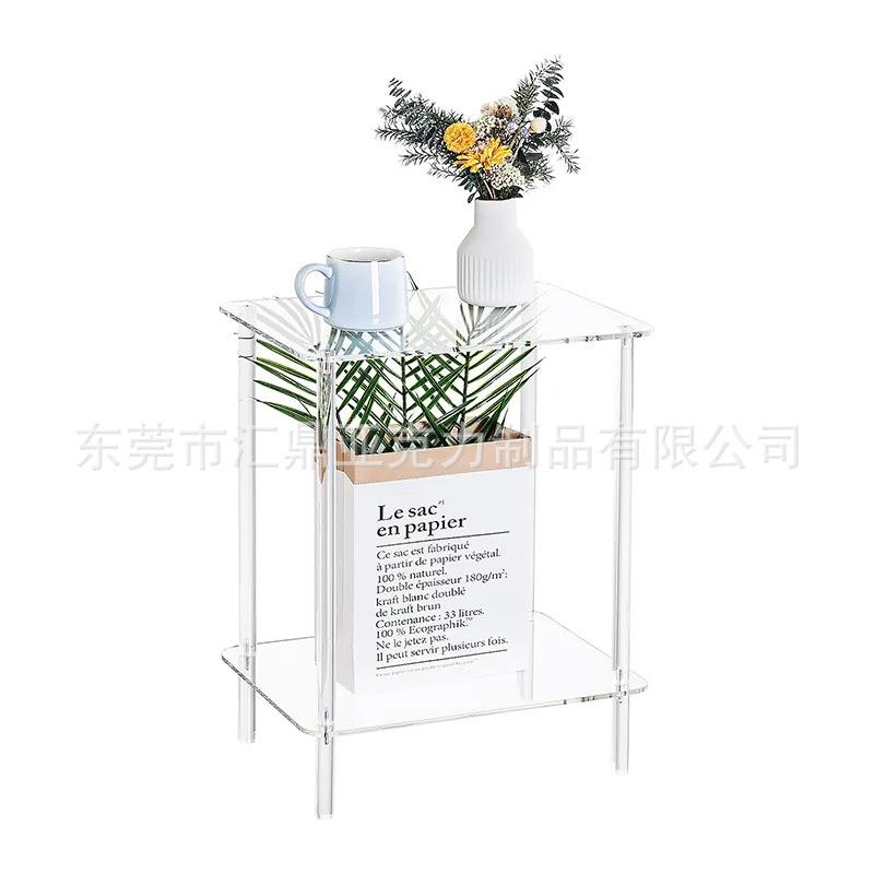 厂家两层透明茶几客厅现代床头柜 可拆卸亚克力家居装饰边桌