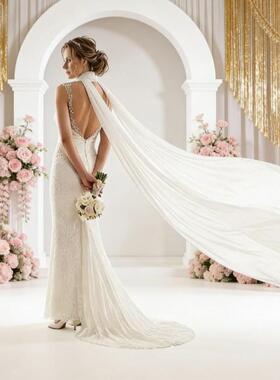 Wedding decoration ribbon long shawl accessories white