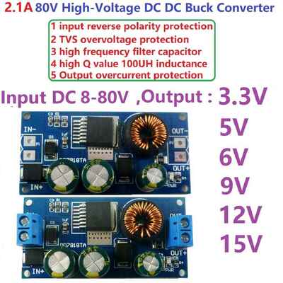 2.1A 8-80V转3.3V 5V 6V 9V 12V 15V 高压降压电源模块DD7818TA