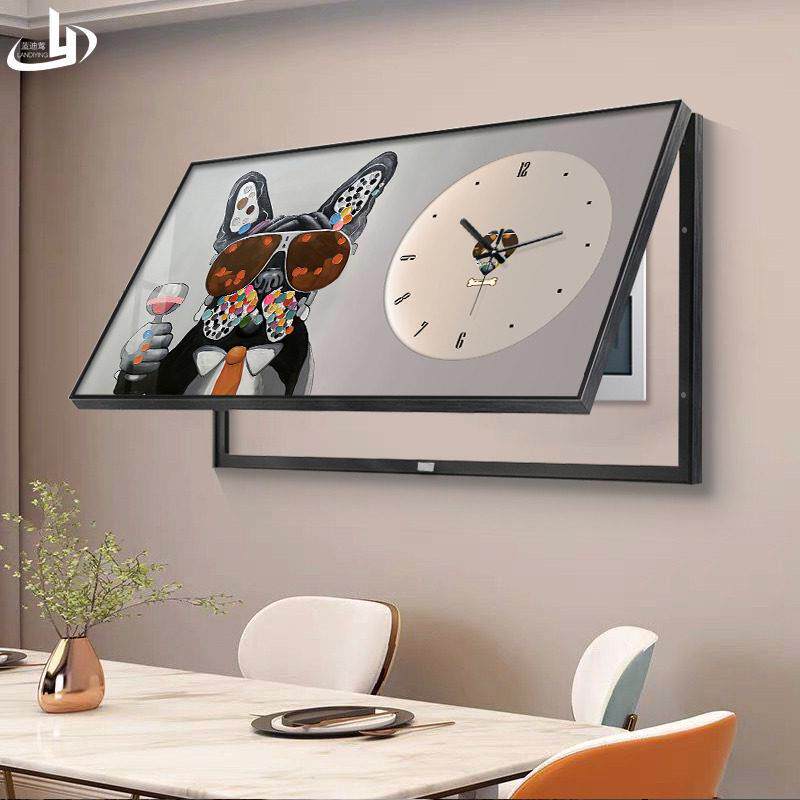 大尺寸计量箱装饰画与时钟卡通狗客厅时钟挂画餐厅配电箱开关阻塞