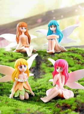 新款可爱花仙子微景观塑料园艺小摆件桌面DIY生日蛋糕装饰工艺品