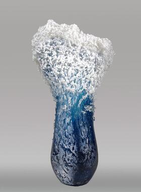 直销新款跨境新款 海浪花瓶树脂 海浪海洋蓝色花瓶装饰品摆件家居