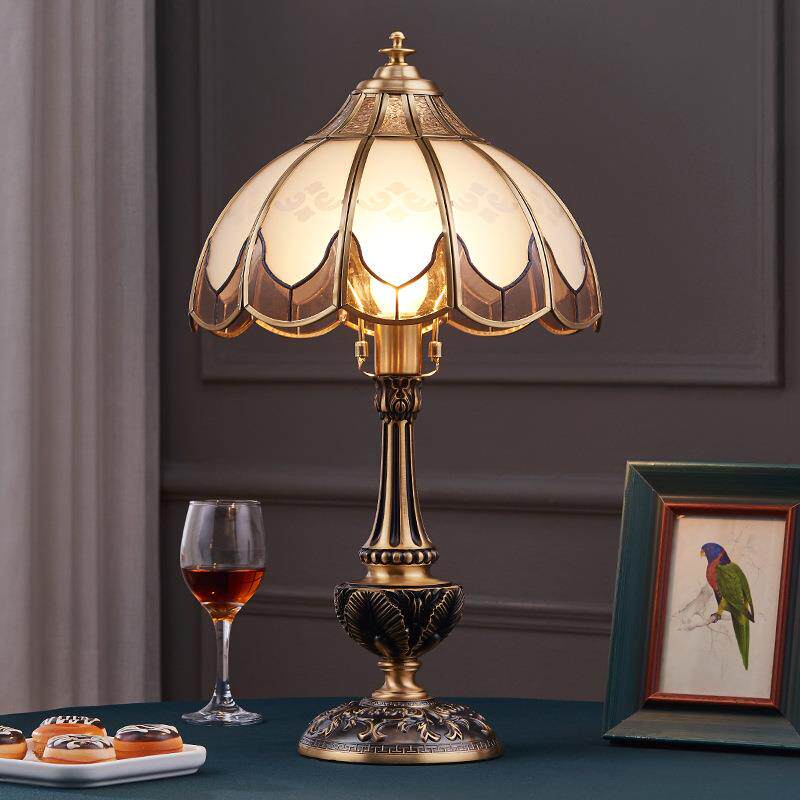 欧式全铜台灯美式复古卧室床头灯新中式古典奢华温馨结婚家用纯铜