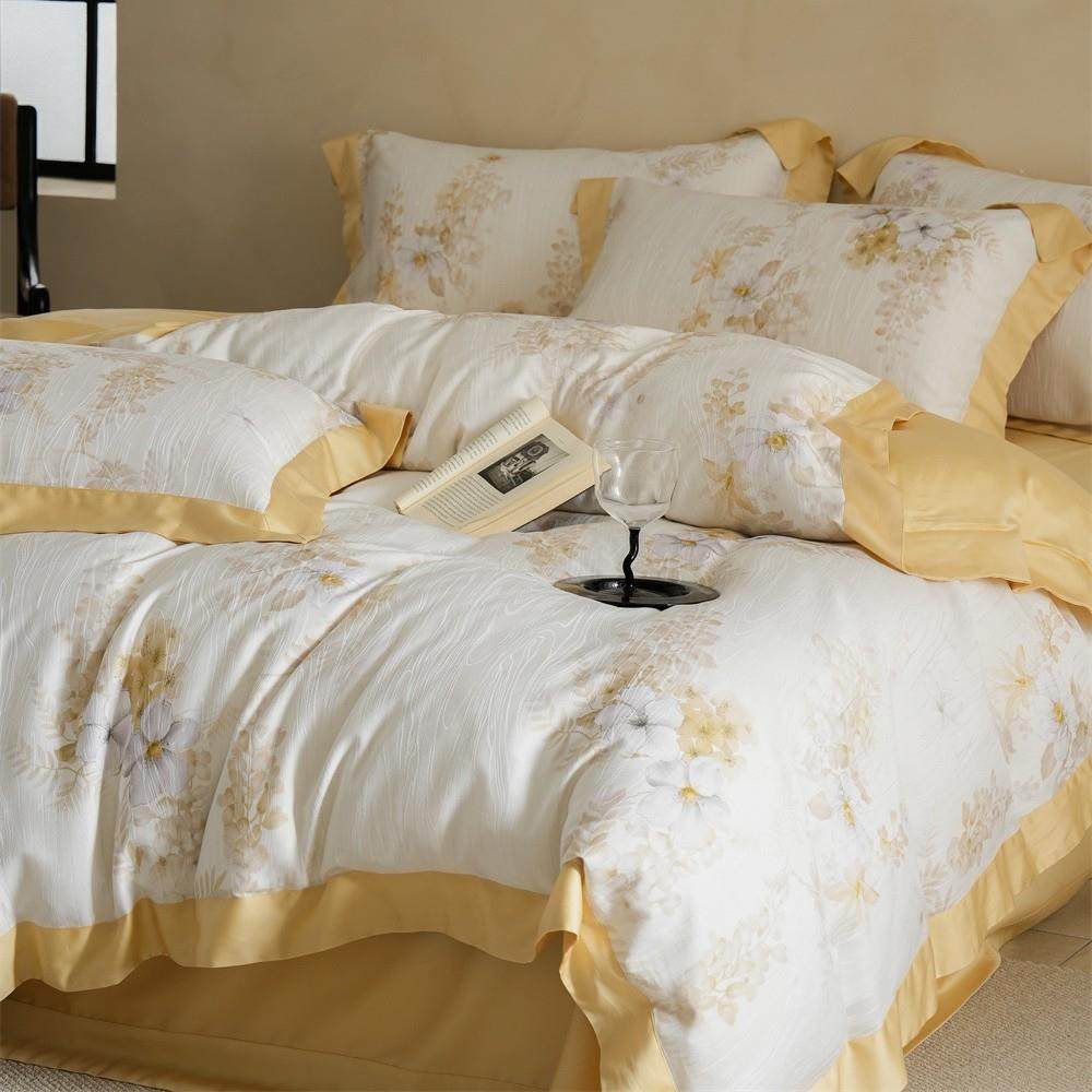 轻奢典雅超柔天丝棉四件套数码印花被罩春夏裸睡亲肤1.8m床上用品