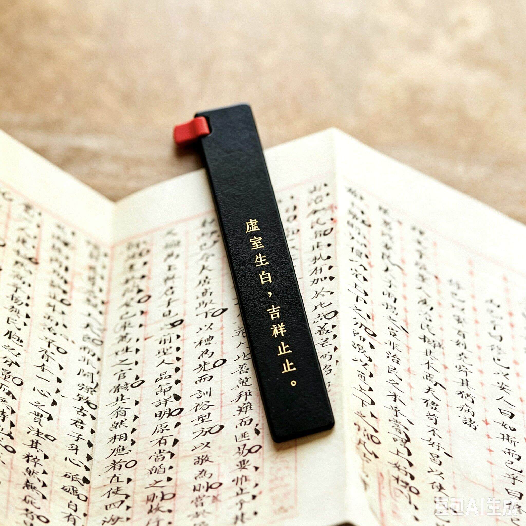 手工牛皮书签古典励志英文箴言中国风复古小众薄定制烫金刻字礼物