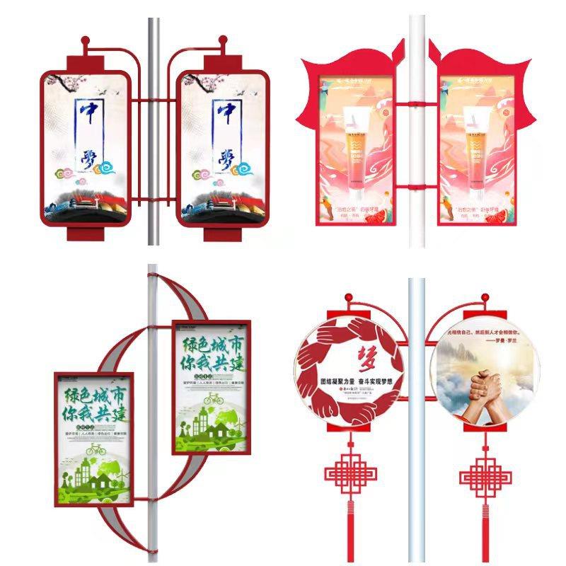 户外灯杆灯箱道旗乡镇led太阳能广告牌不锈钢悬挂路灯杆灯箱厂家
