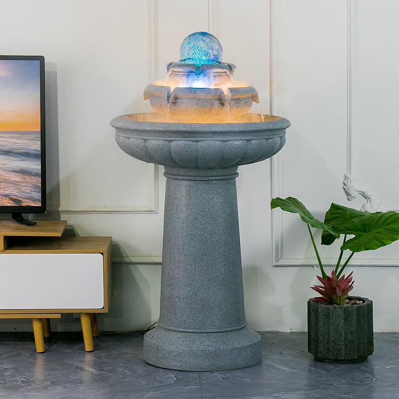 跨境大型简约欧式流水喷泉摆件鱼缸水景观客厅别墅庭院玄关装饰品
