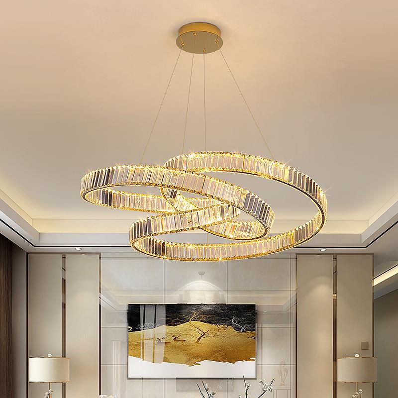 led客厅2023年新款简约现代大气高档轻奢复式楼别墅时尚水晶吊灯