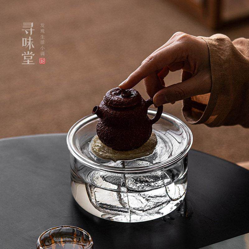 优质玻璃壶承建水|茶壶托 托加厚耐高温茶水盂双层茶渣桶干泡茶
