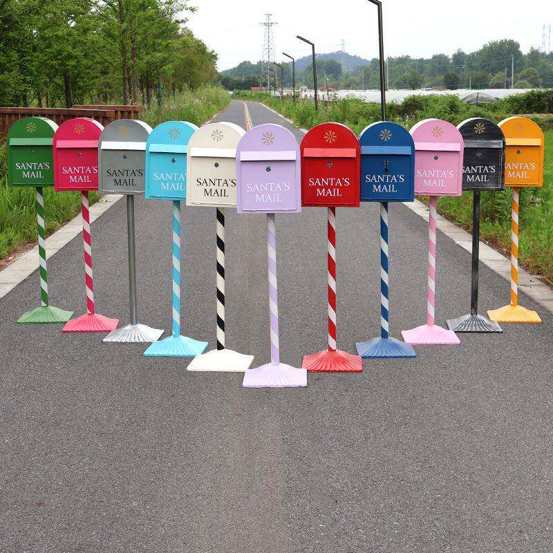 欧式复古铁艺信箱邮箱模型意见箱室外防雨带锁信报箱网红装饰道具