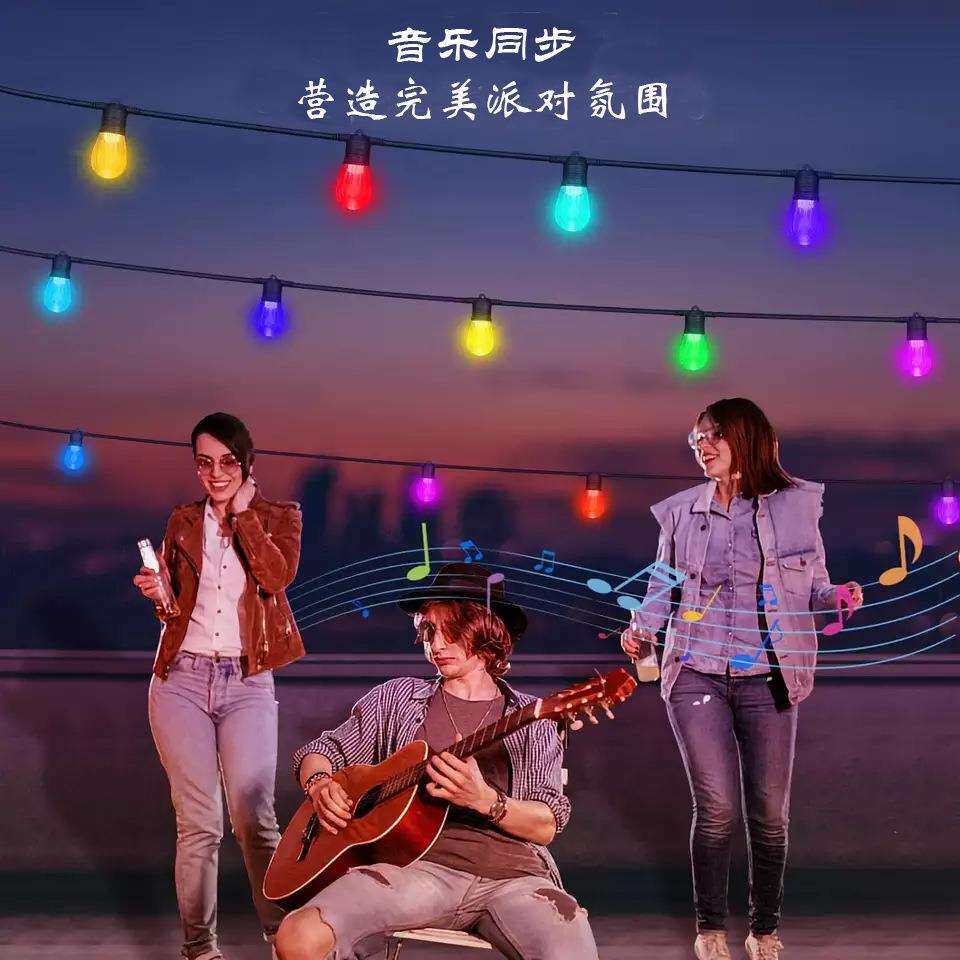 跨境爆款RGB圣诞新款灯串灯泡app手机控制 12bulbs
