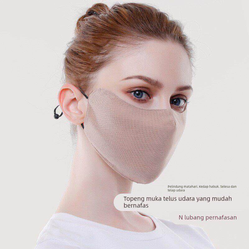 冰丝防晒口罩女防紫外线遮全脸面纱夏季薄款骑行护眼角遮阳面罩kz