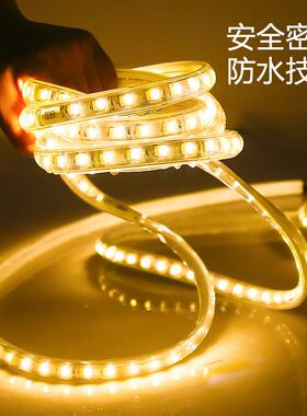 led户外低压灯带白光24v超亮工地隧道地下室工程照明防水自粘灯条