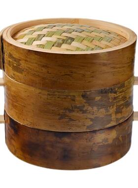 71TX蒸笼纯手工四川青皮无胶水竹制蒸笼小笼包加深竹笼屉家用蒸笼