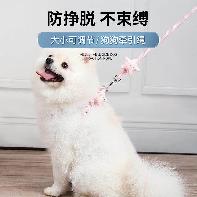 狗狗泰迪小型犬背心式遛狗小狗幼犬夏牵引绳比熊狗绳子宠物狗链子