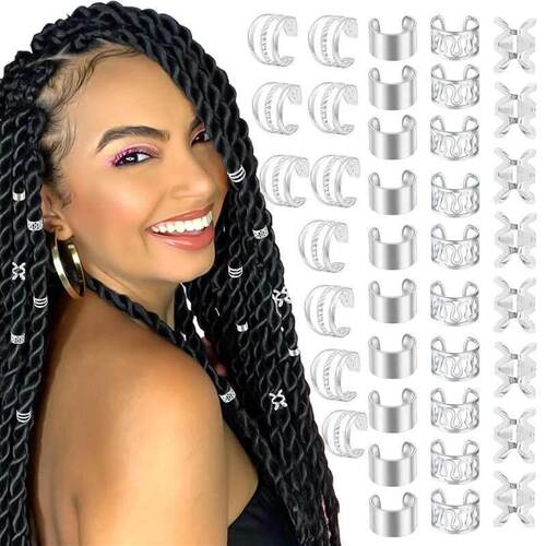 40PCS Hair Jewelry for Braids Gold Hair Cuffs Multi Style