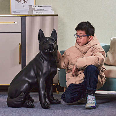 创意落地摆件大狗动物模型家居客厅仿真狼狗雕塑大型光滑德牧摆件