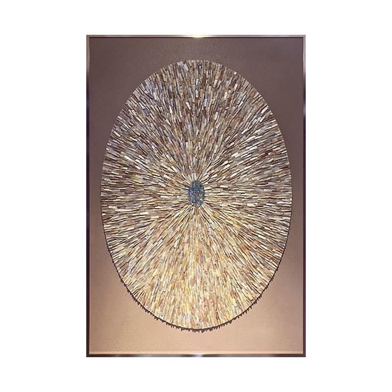现代轻奢入门玄关装饰画5d立体高档别墅客厅背景墙挂画贝壳实物画