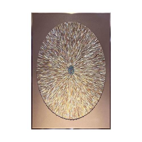 现代轻奢入门玄关装饰画5d立体高档别墅客厅背景墙挂画贝壳实物画
