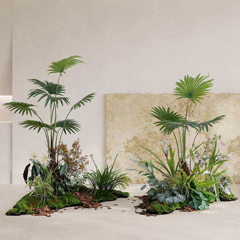 露营风大型仿真落地植物扇葵树花艺空间艺术园林造景摄影装饰摆件