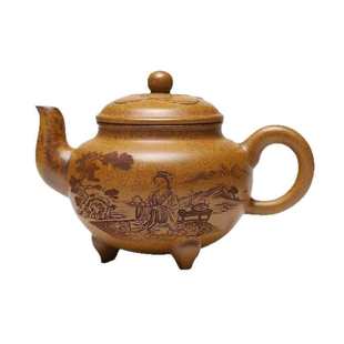 批发原矿高温段泥手工530毫升大彬如意人物图像紫砂壶大容量茶壶