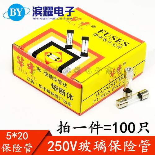 5*20MM 玻璃管 保险丝保险管 5*20 快断保险丝10A 250V 1盒100个