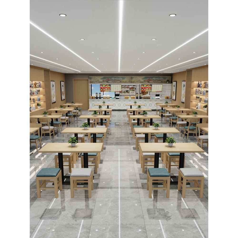 餐饮店小吃店面馆早餐奶茶烧烤店快餐桌椅无靠背商用实木方凳桌椅