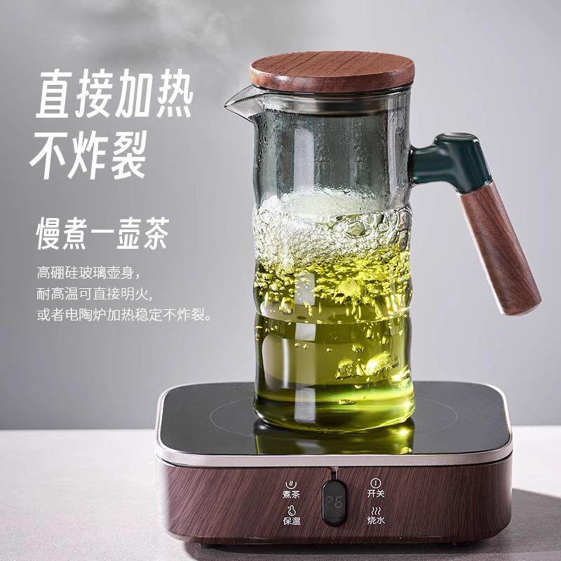 大容量茶壶泡茶家用高档竹子泡茶壶茶水分离高硼硅玻璃煮茶壶茶杯