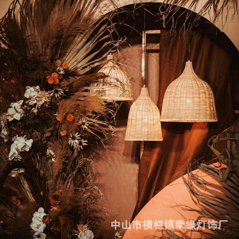 厂家直供婚庆道具吊顶装饰灯藤编吊灯田园风婚礼酒店摄影场景布置