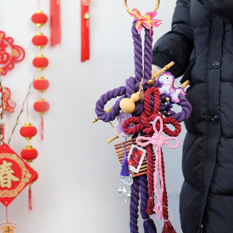 马年双色多色中国结棉绳挂件葫芦生肖马竹编万字结喜庆吉祥门挂