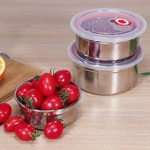 304不锈钢保鲜盒圆形密封汤碗带盖子饭盒冰箱收纳耐高温食品便当