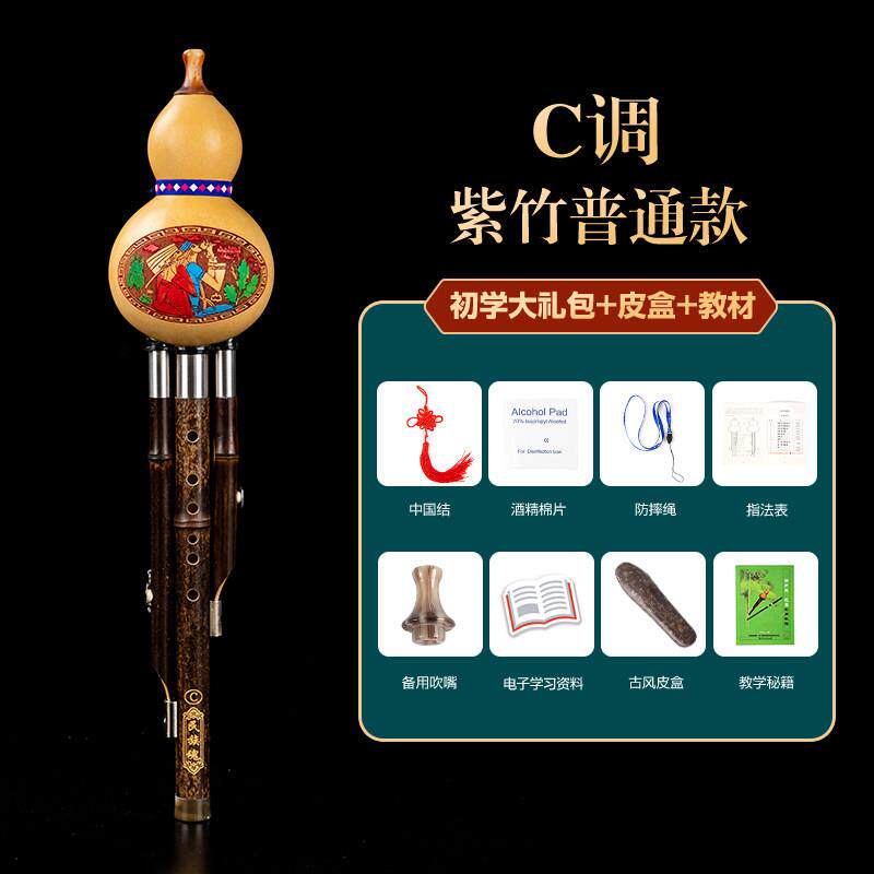 正品民族小魂葫芦丝乐初学者C调降B调儿童学七生专用防摔孔紫竹楠