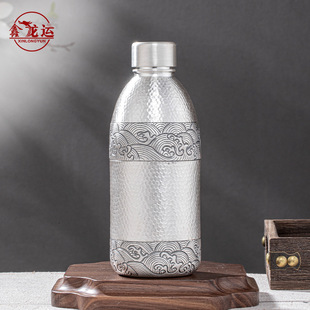 纯银酒瓶999手工一张打锤纹家用大容量高档足银凉水瓶银酒壶