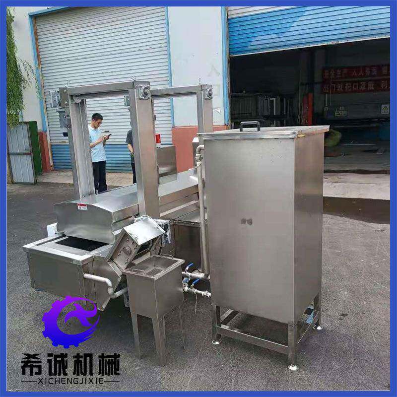 连续式蔬肉饼淋浆上淀粉油炸机 希诚速冻肉制品成型裹涂油炸设备