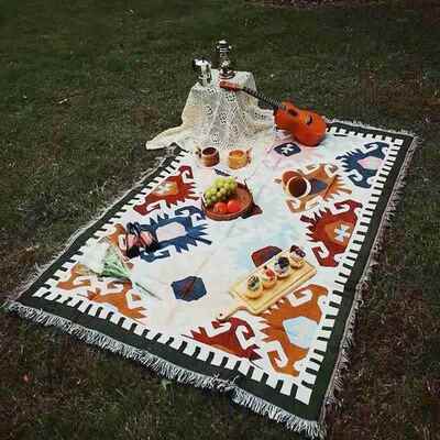 Woven picnic blanket Outdoor camping blanket波西米亚线毯