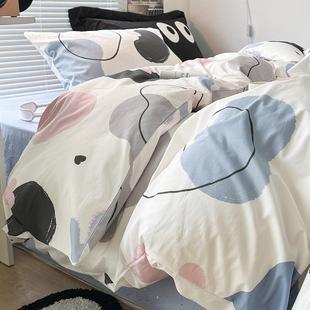 简约北欧床上四件套纯棉全棉夏季 男生被套床单学生宿舍三件套床品