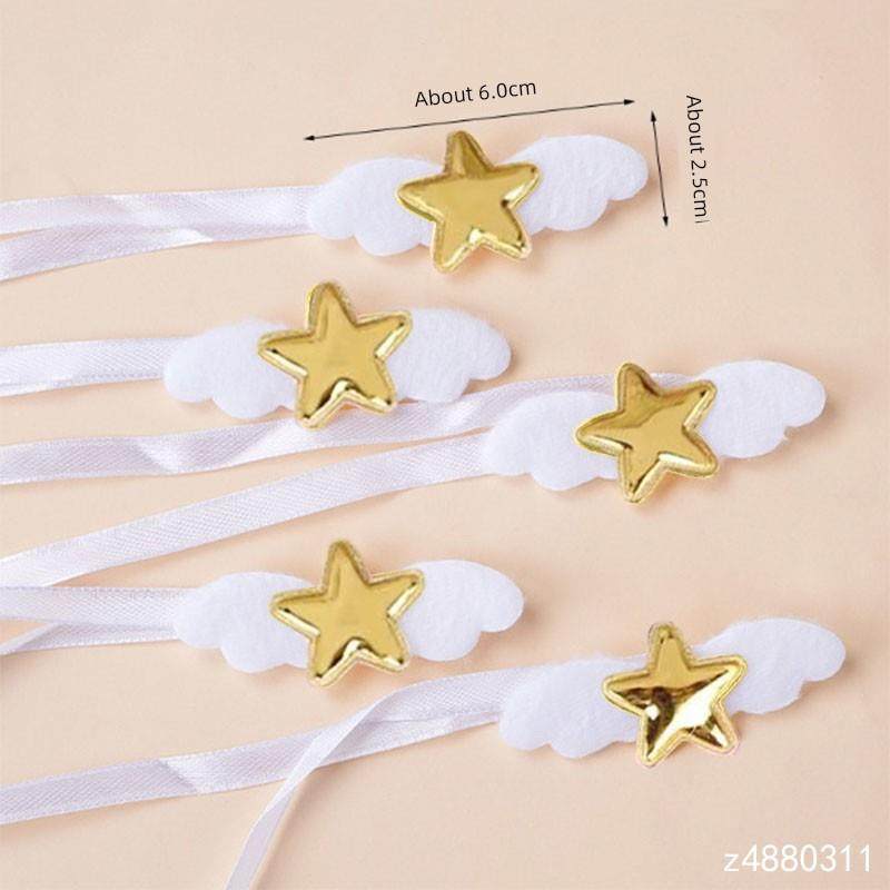 金色星星翅膀丝带布丁杯玻璃瓶绑带小宝宝周岁生日甜品台吸管插件