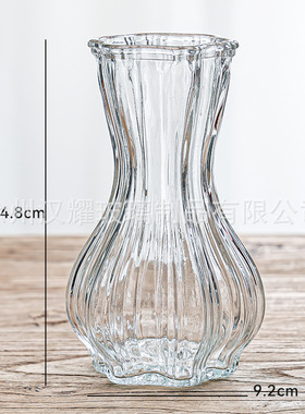 复古浮雕法式美式高级桌面迷你玻璃小花瓶干花插花绿植摆件装饰