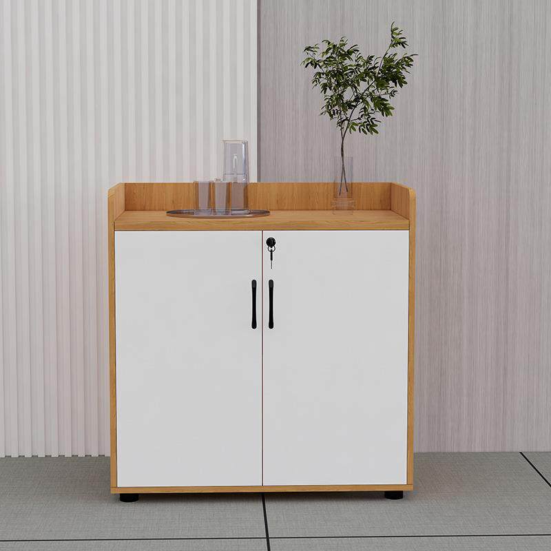会议室茶水柜办公室落地文件柜木质边柜带锁储物柜打印机实木收纳