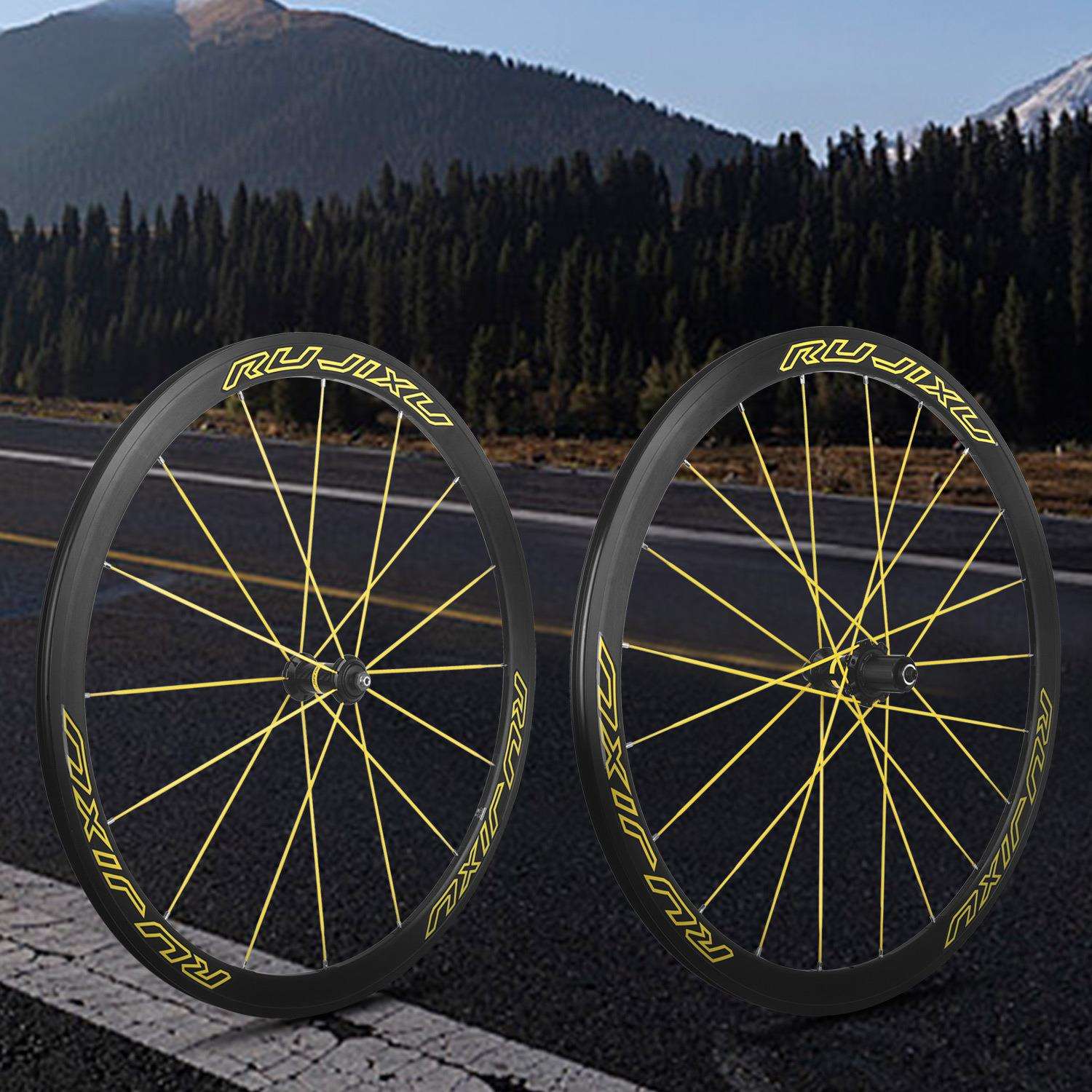 700C120响RUJIXU公路自行车铝合金轮组V/C 圈刹碟刹直拉破风扁条